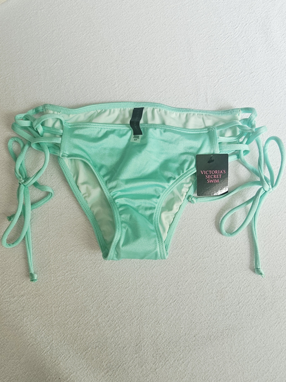 NWT Victoria's Secret Swim Bikini Bottom Mint Green Side Tie Strappy Small